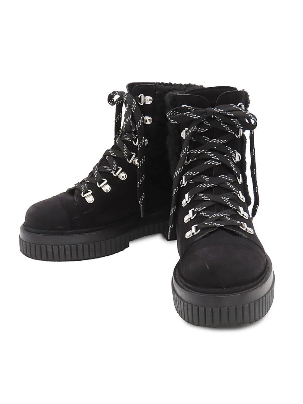 Chanel Coco Neige Suede Short Boots CC Logo Black Silver